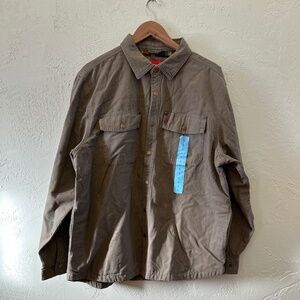 Coleman Men’s Large Brown Flannel Lined Shirt Jacket Workwear Button Up Utility